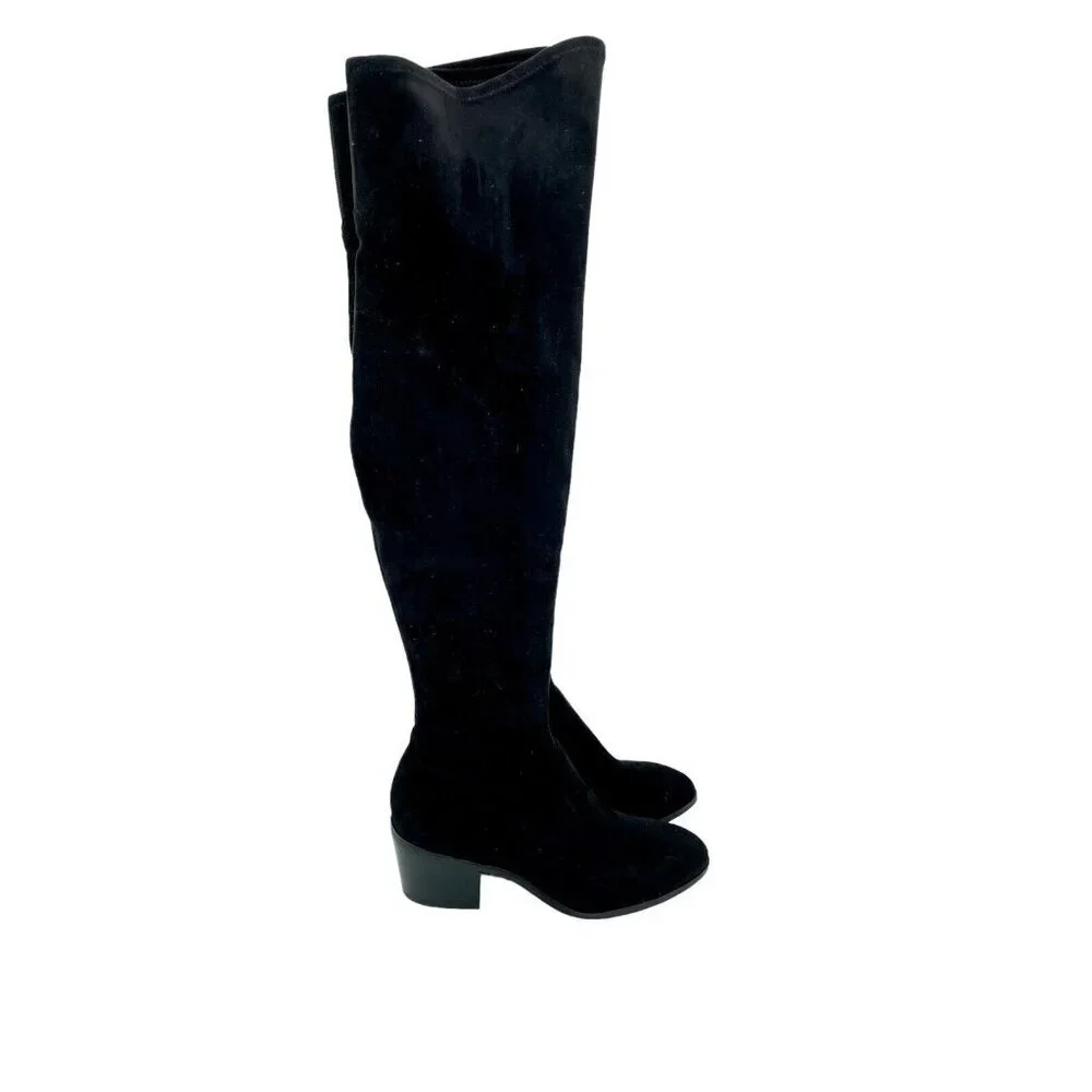 Marc Fisher Black Fabric Faux Suede Knee High Boots SZ 8.5 New $249